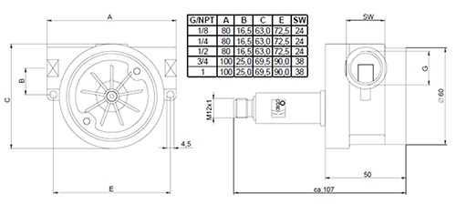 Габаритные размеры DRG–F; DRG…L3