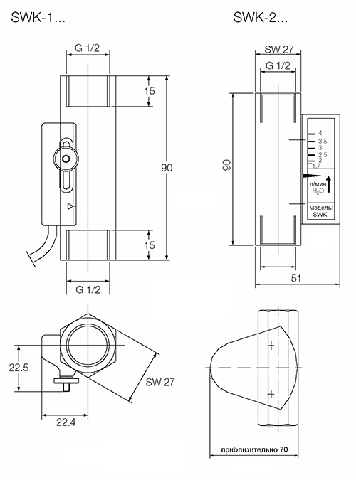 Габаритные размеры SWK